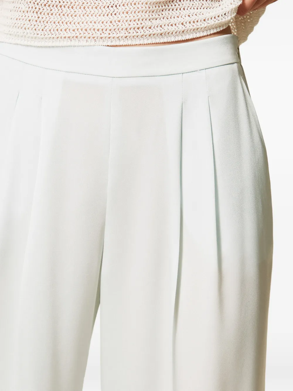 TWINSET Satijnen broek met wijde pijpen Groen