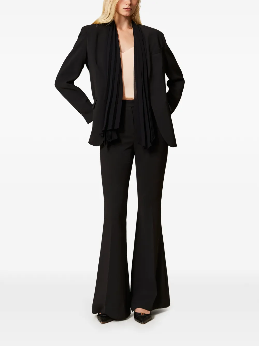 TWINSET Cr&ecirc;pe flared broek - Zwart