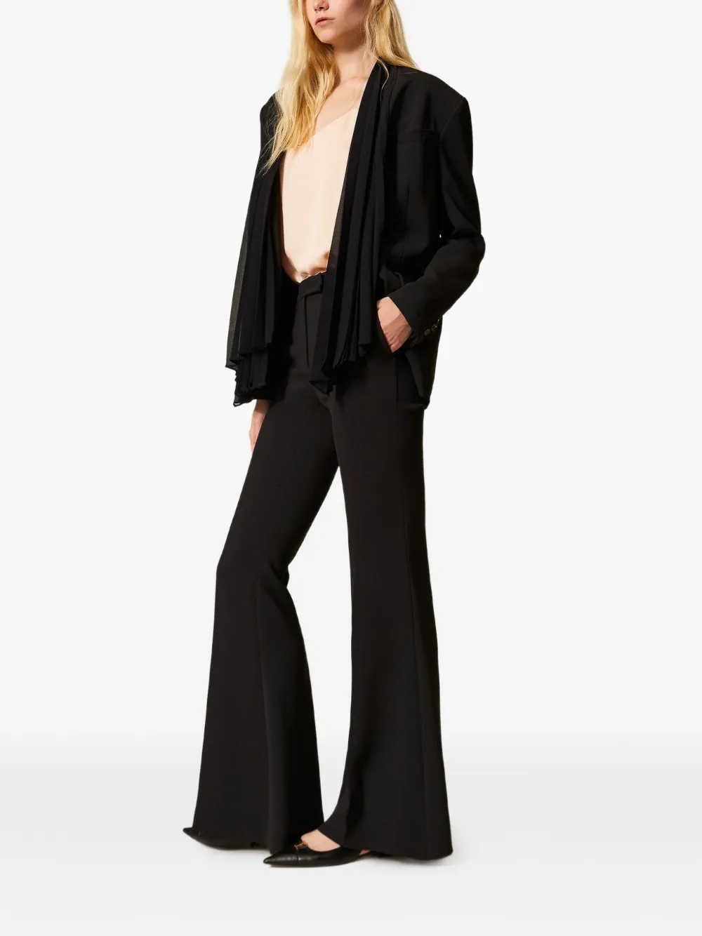 crepe flared trousers