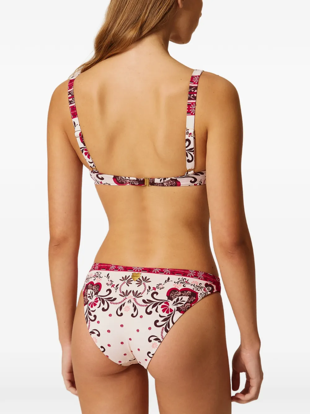 TWINSET Bikinitop met beugel print en stras Beige
