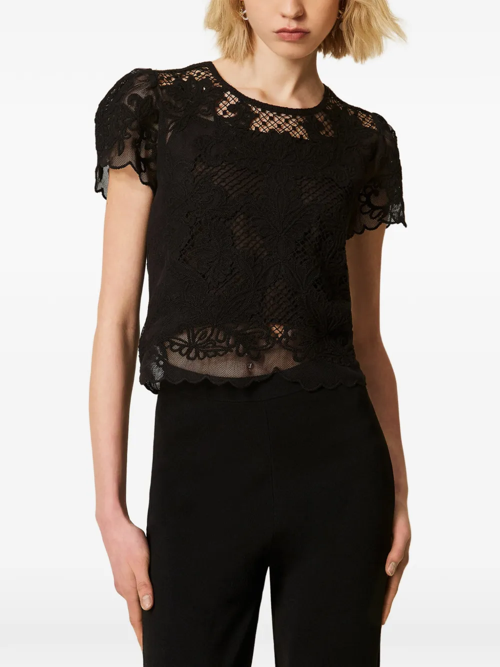 Twinset Floral-lace Blouse - Black 