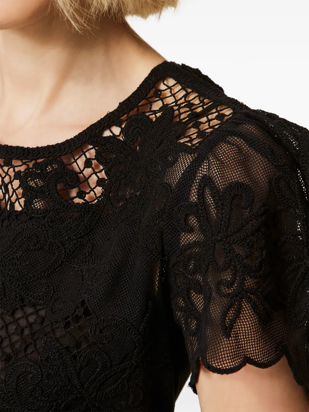 TWINSET Shirt met bloemenkant Zwart