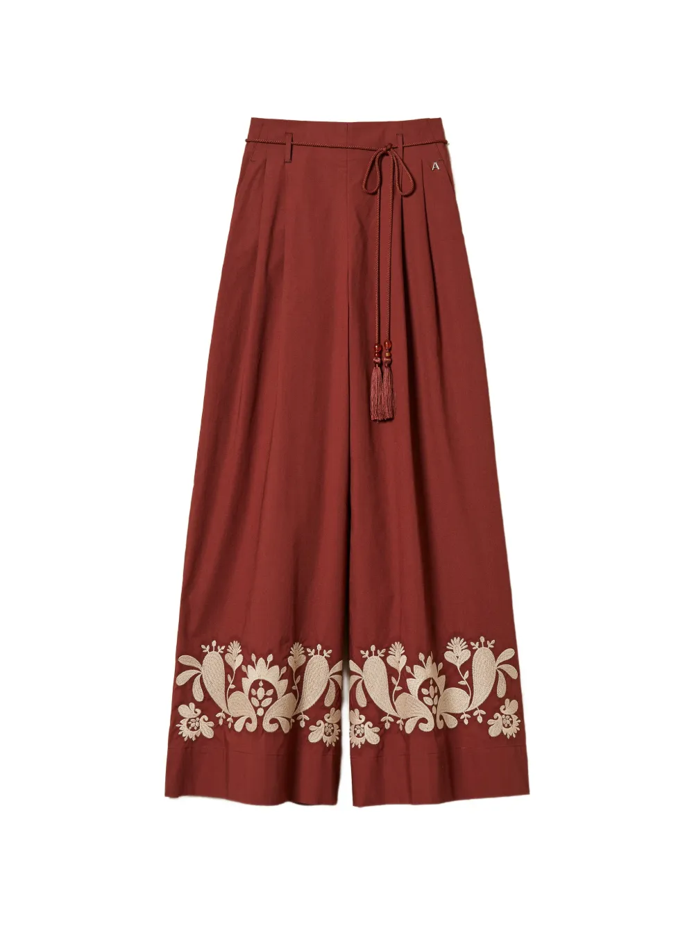 TWINSET floral-embroidered palazzo pants - Rosso