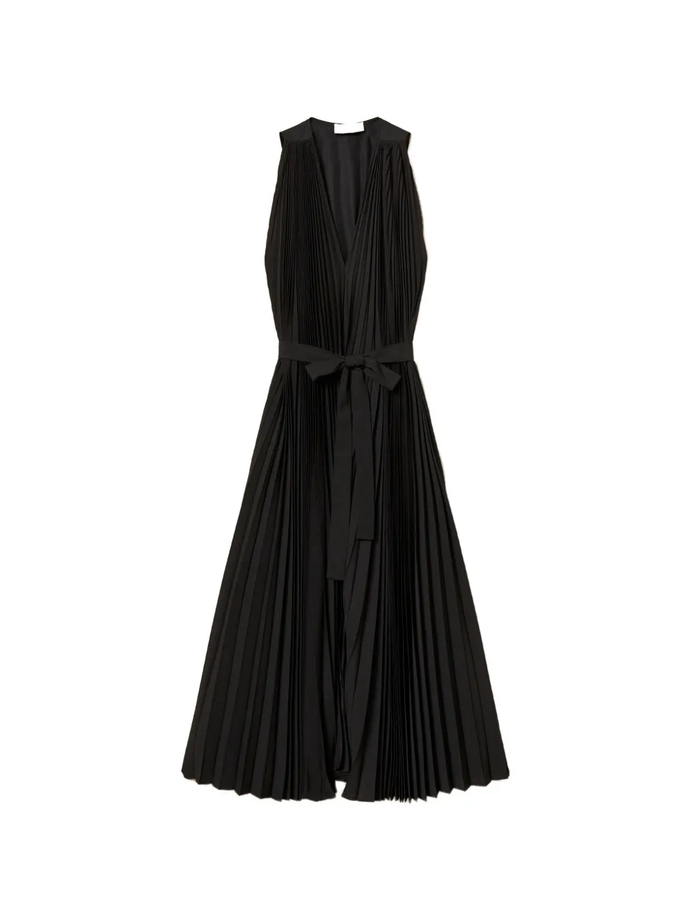 TWINSET pleated V-neck midi dress - Nero