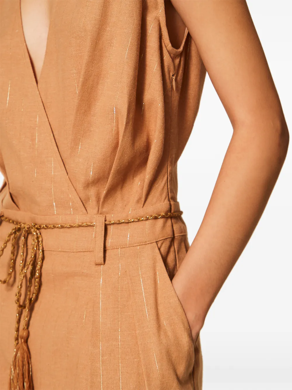 TWINSET Jumpsuit met krijtstreep en ceintuur Beige