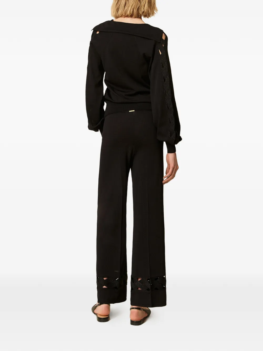 TWINSET Kabelgebreide broek Zwart
