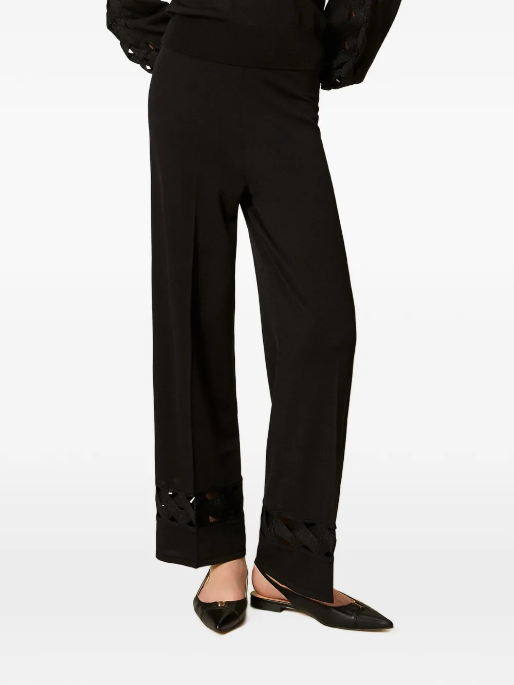 TWINSET Kabelgebreide broek Zwart