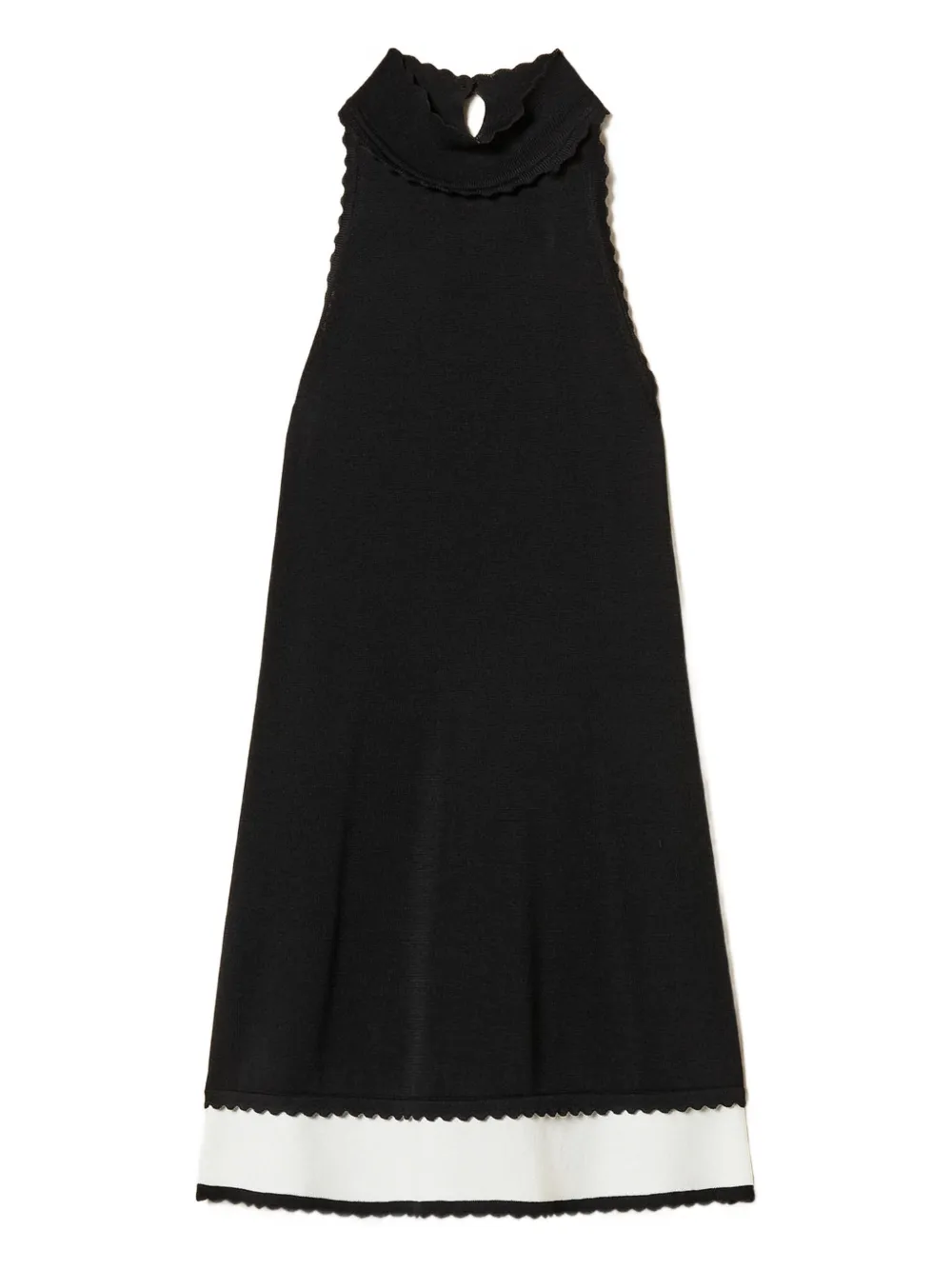 TWINSET scallop-trim two-tone midi dress - Schwarz
