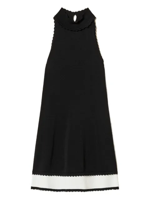 TWINSET vestido midi con diseño de dos tonos y ribete festoneado