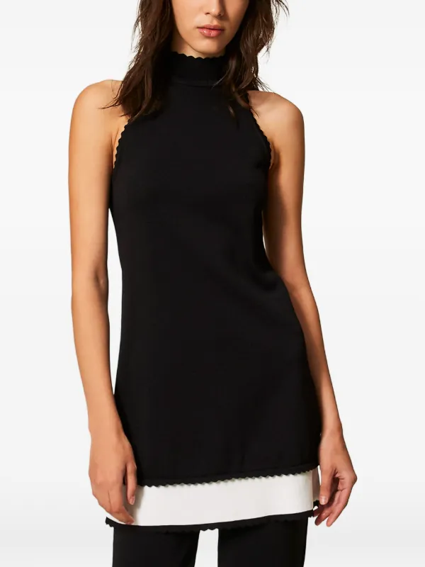 scallop dress black Umgee Seaside Scallop Linen Mini Dress with Scallop Hem in Black main image 1