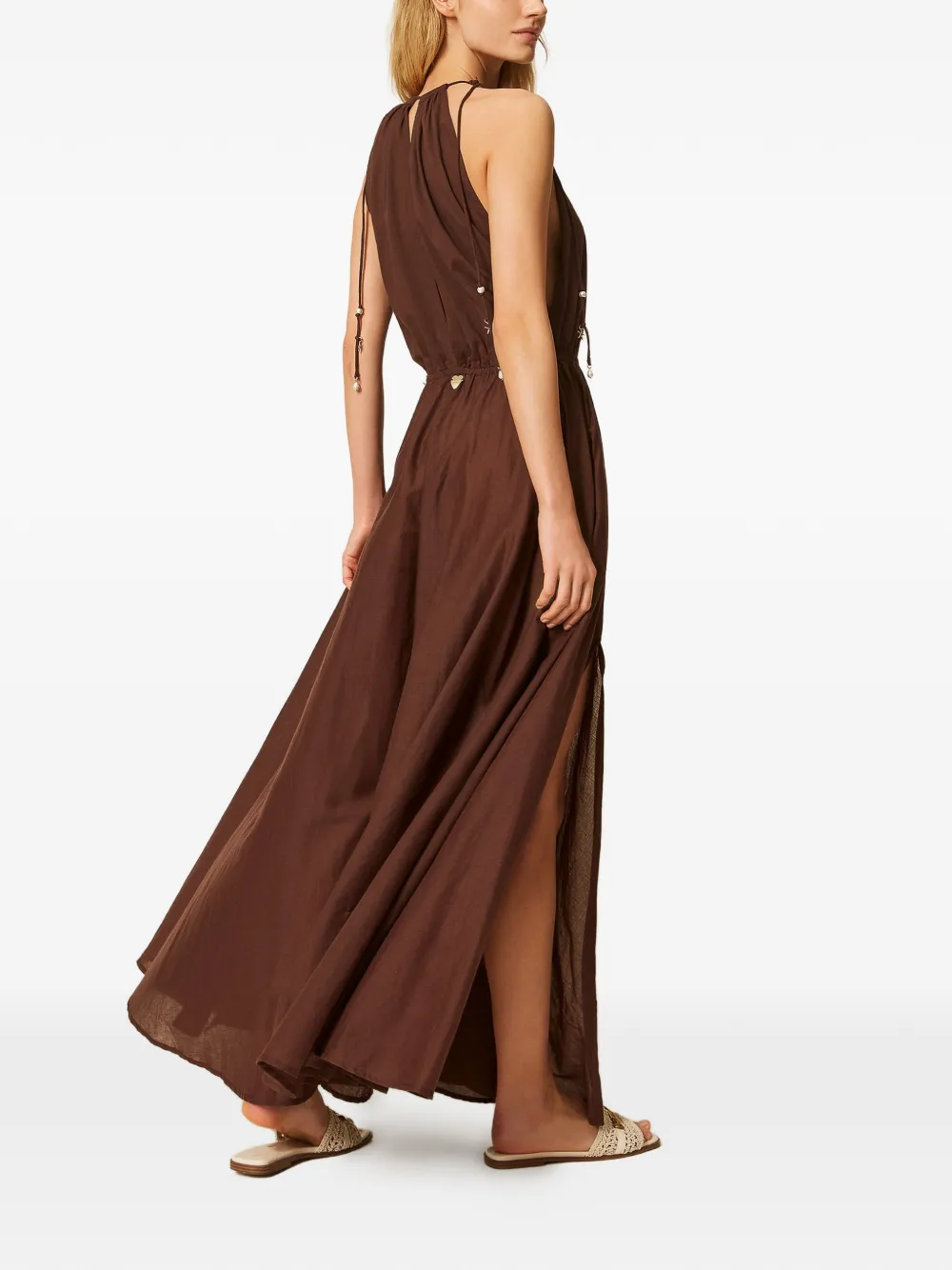 TWINSET Maxi-jurk met split Bruin