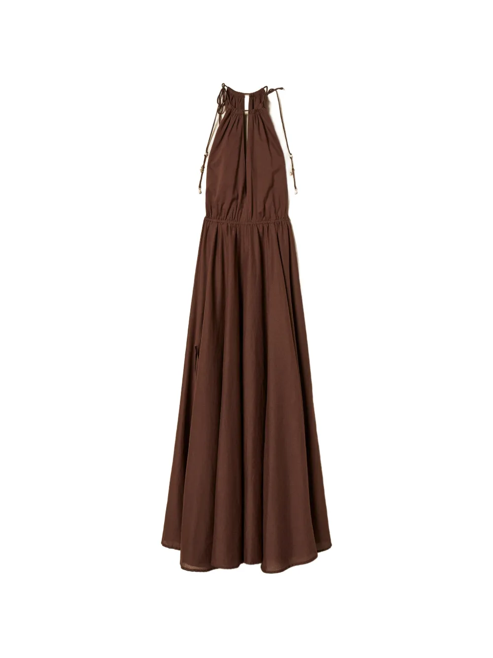 TWINSET halter slit maxi dress - Marrone
