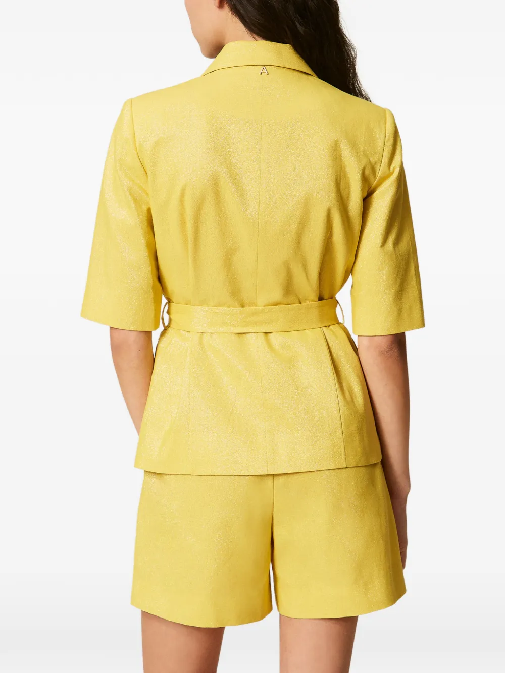 TWINSET Blazer met korte mouwen en ceintuur Geel