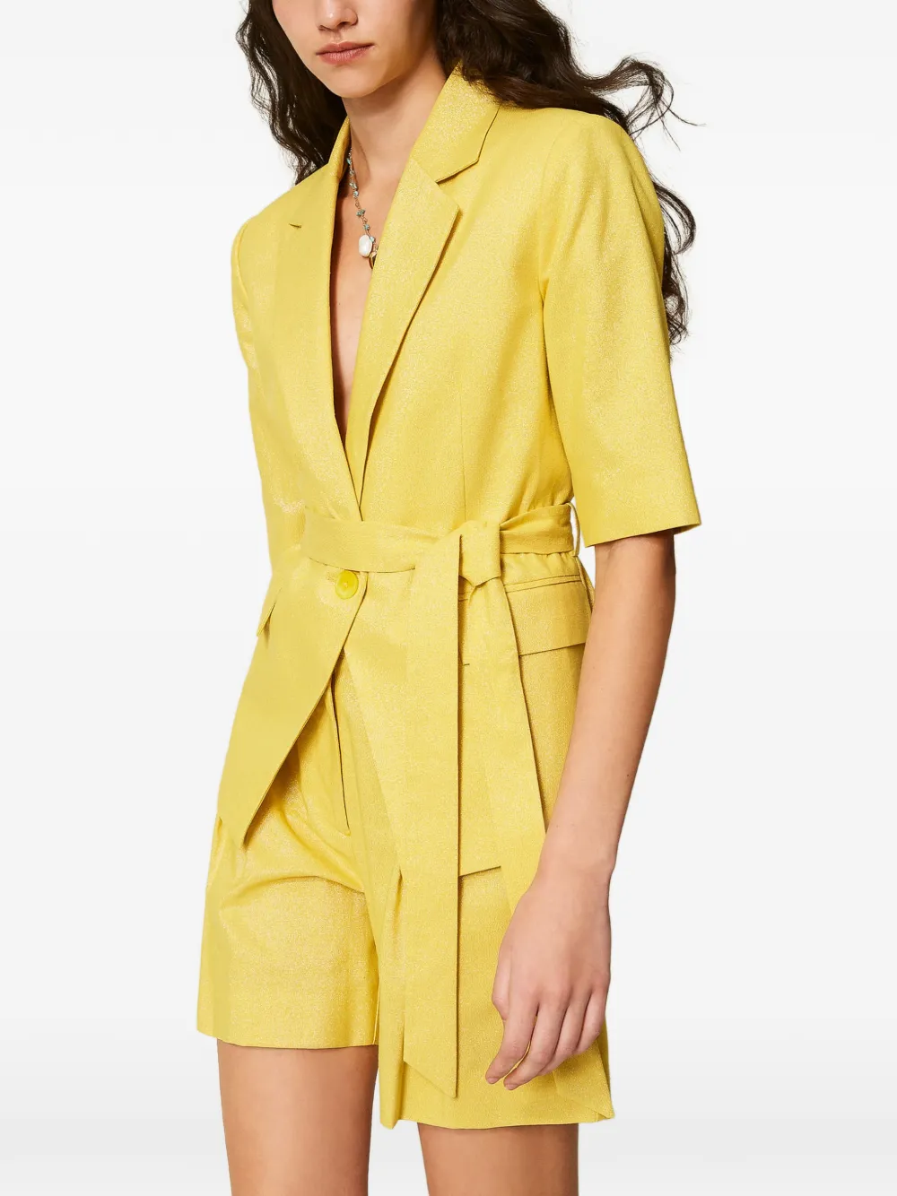  Twinset Short-sleeved Belted Blazer - Yellow 
