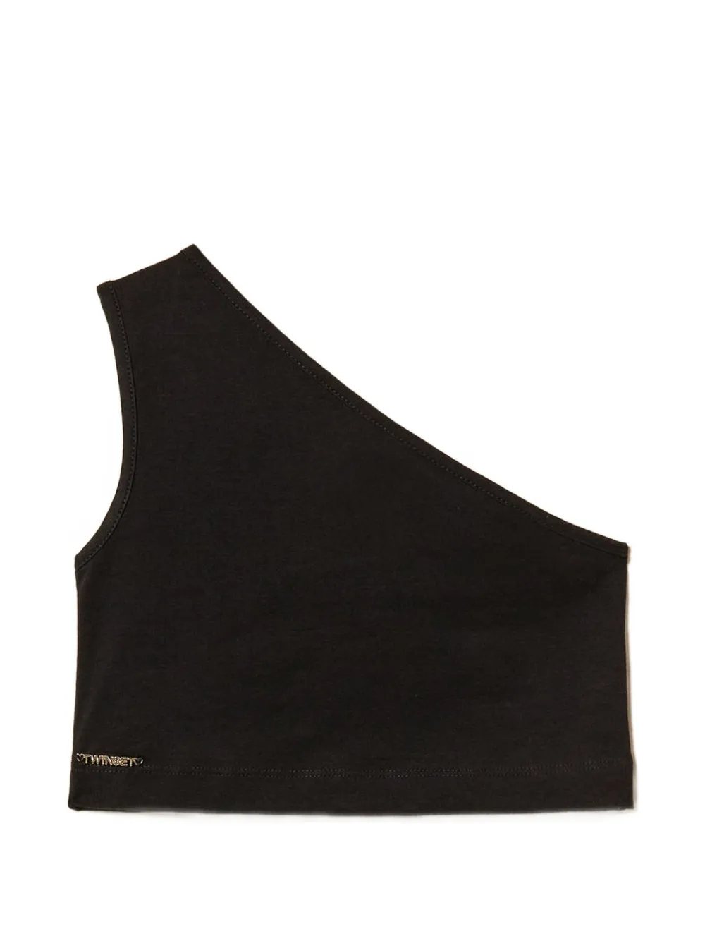 TWINSET Kids one-shoulder logo-detail top - Nero