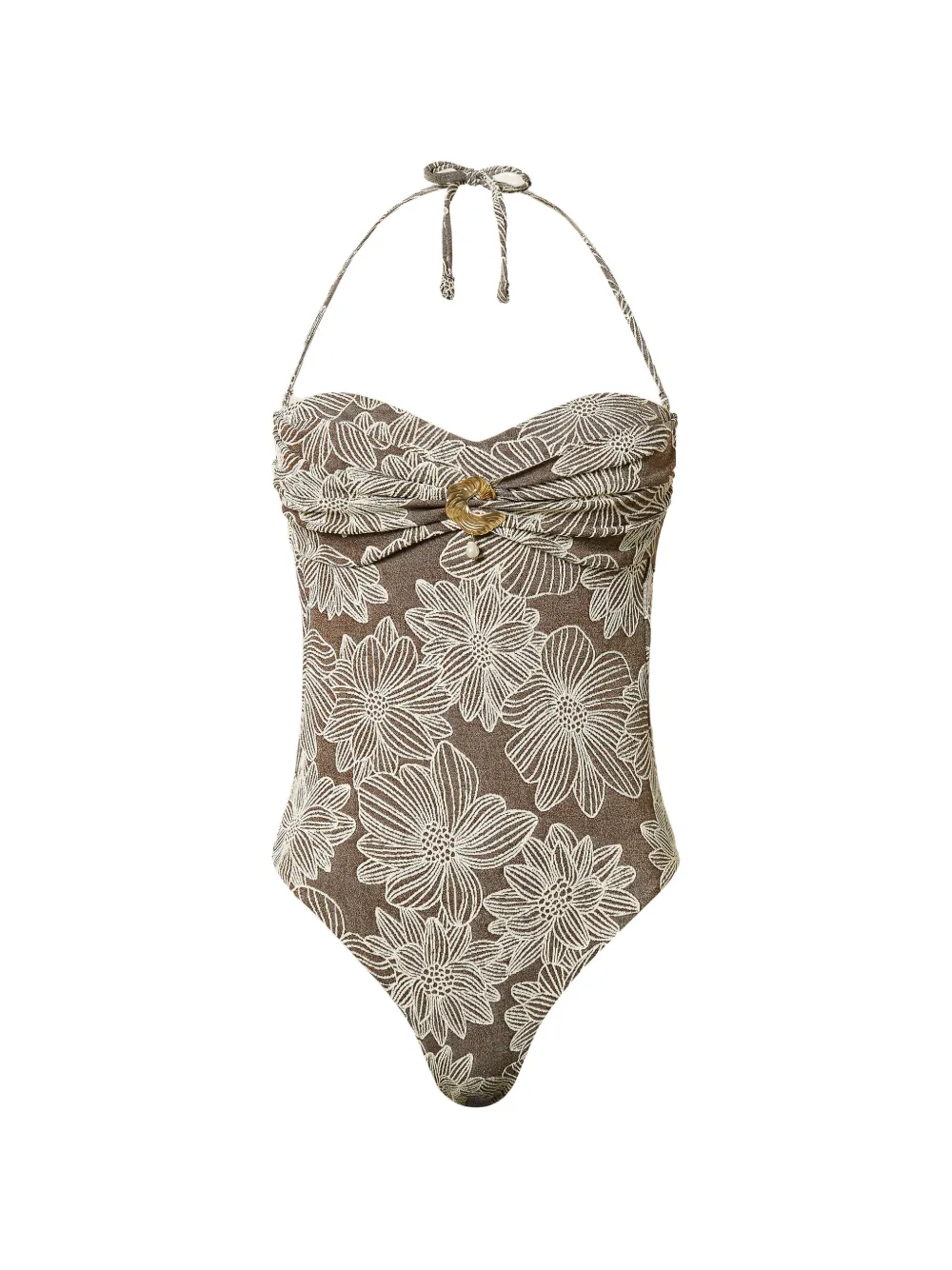 TWINSET Costume da bagno a fiori - Marrone