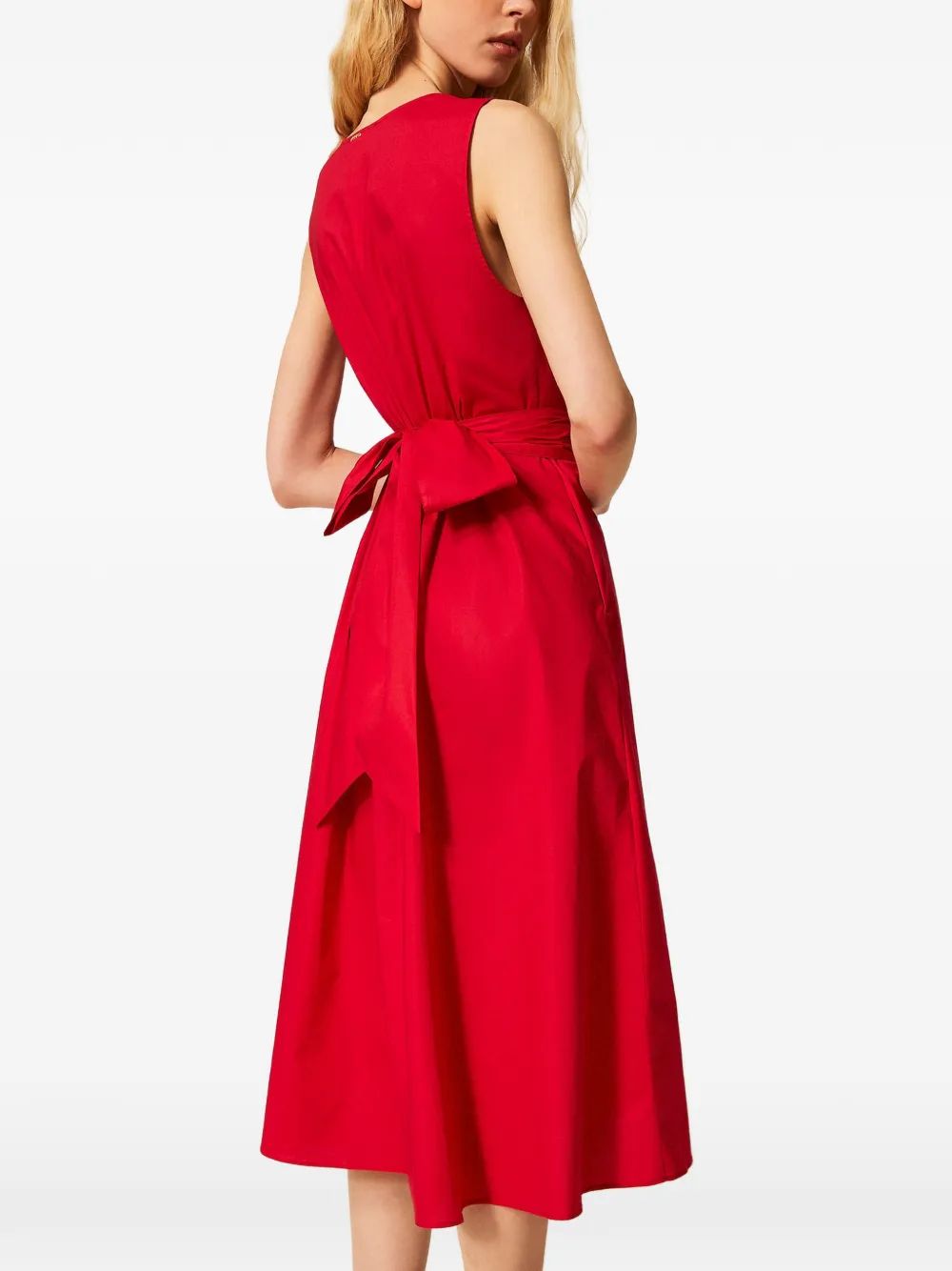 TWINSET Midi-jurk met ceintuur en V-hals Rood