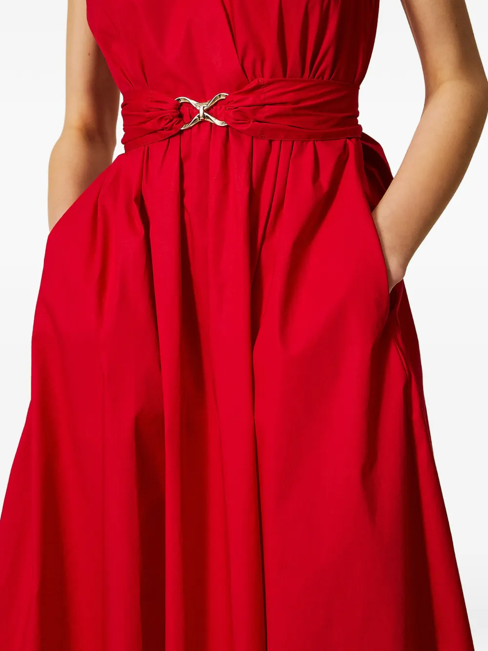 TWINSET Midi-jurk met ceintuur en V-hals Rood
