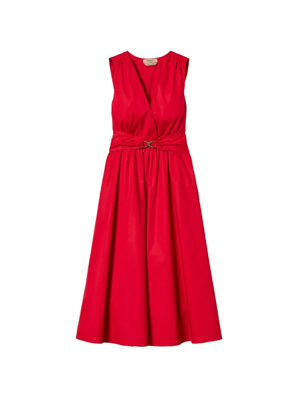TWINSET V-neck belted midi dress - Rosso