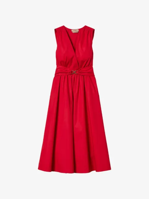 TWINSET vestido midi con cinturón y cuello en V