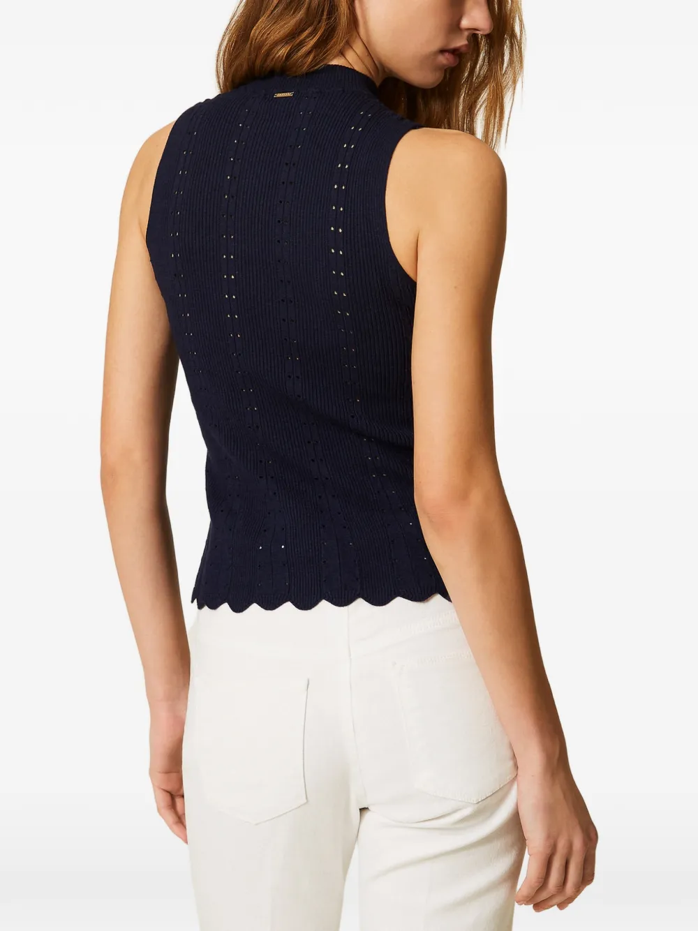 TWINSET Top met gewelfde afwerking Blauw