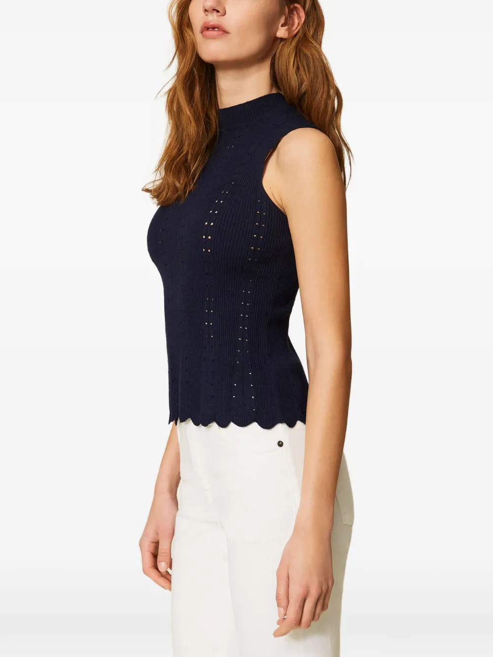 TWINSET Top met gewelfde afwerking Blauw