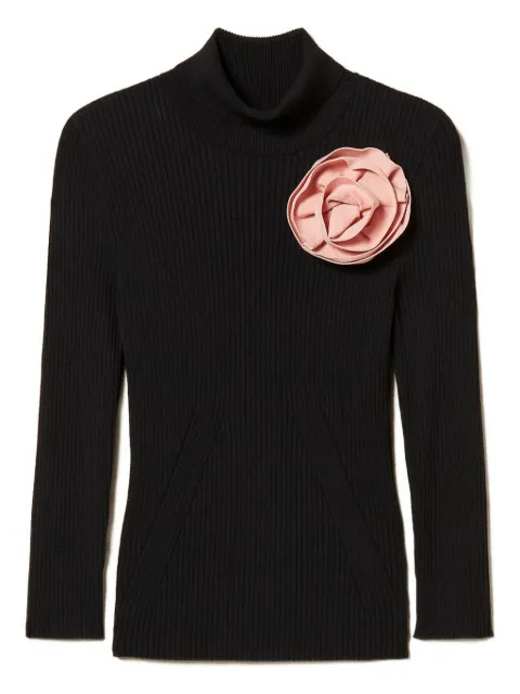 TWINSET suéter con broche y cuello de tortuga