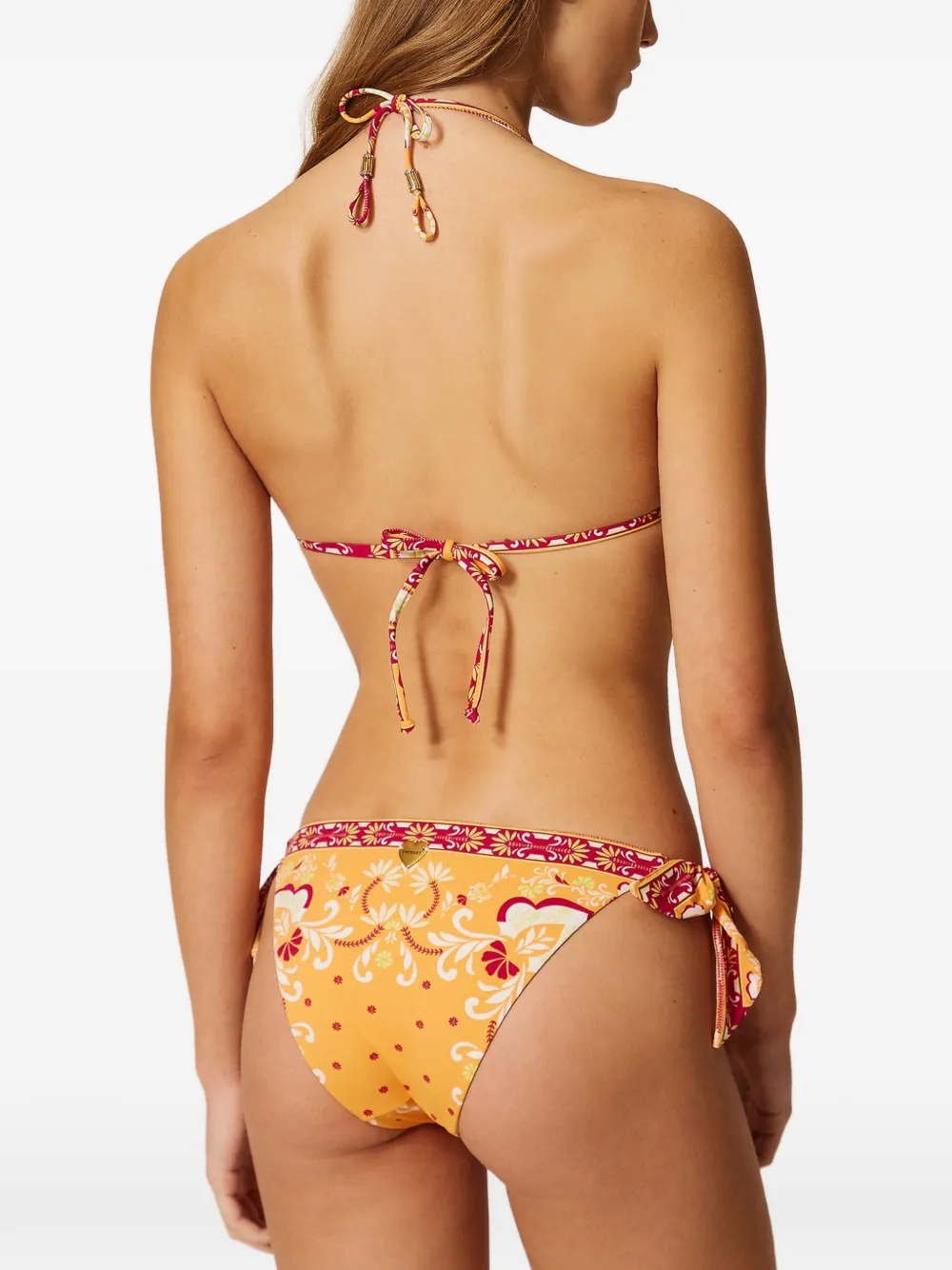 TWINSET Triangel bikinitop met print en stras Oranje