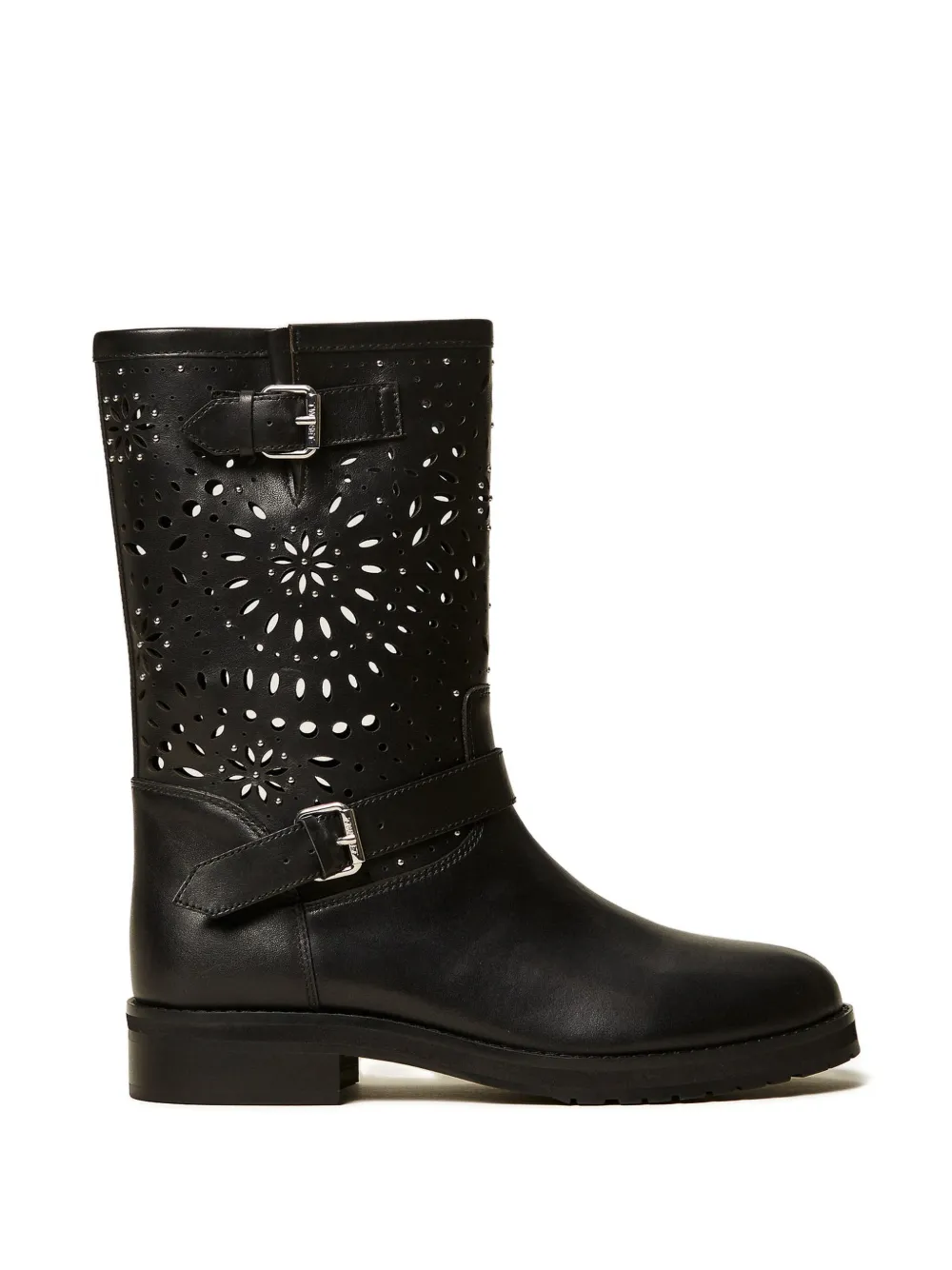 TWINSET leather biker boots - Nero