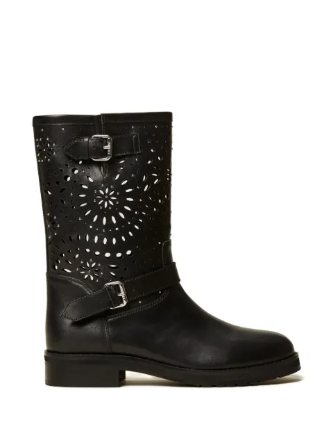 TWINSET leather biker boots