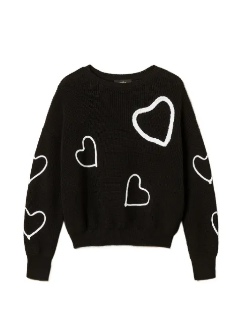 TWINSET suéter con corazones bordados