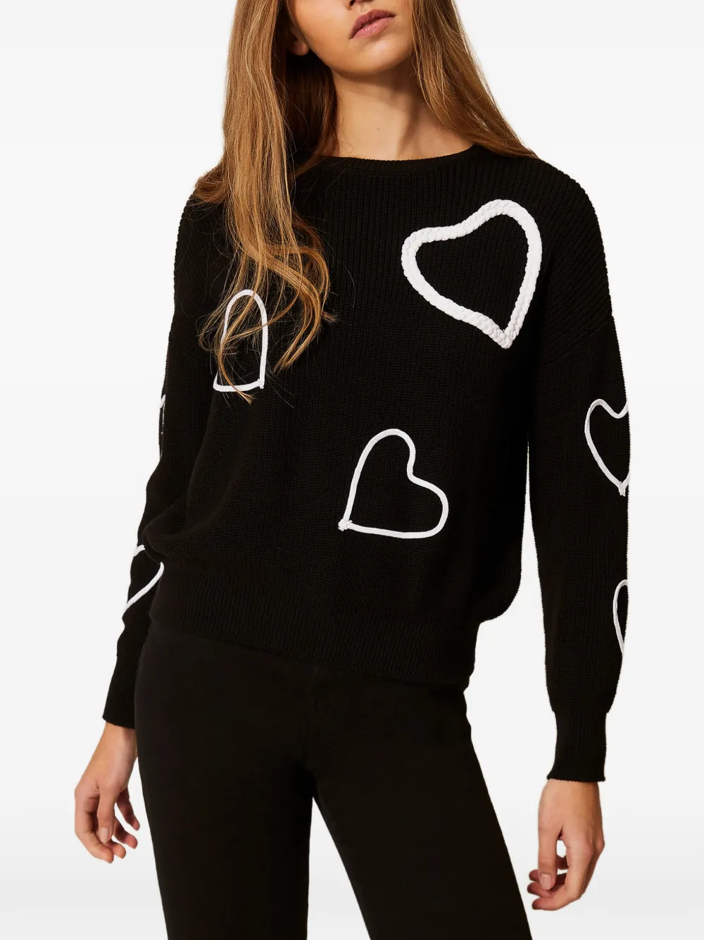 TWINSET Trui met hartdetail en lange mouwen Zwart