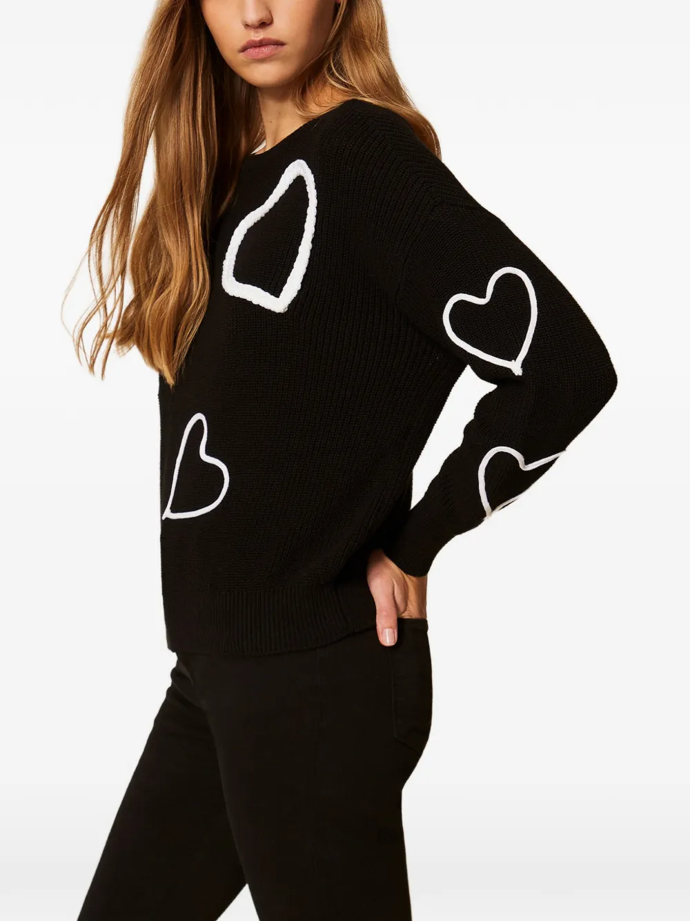 TWINSET Trui met hartdetail en lange mouwen Zwart