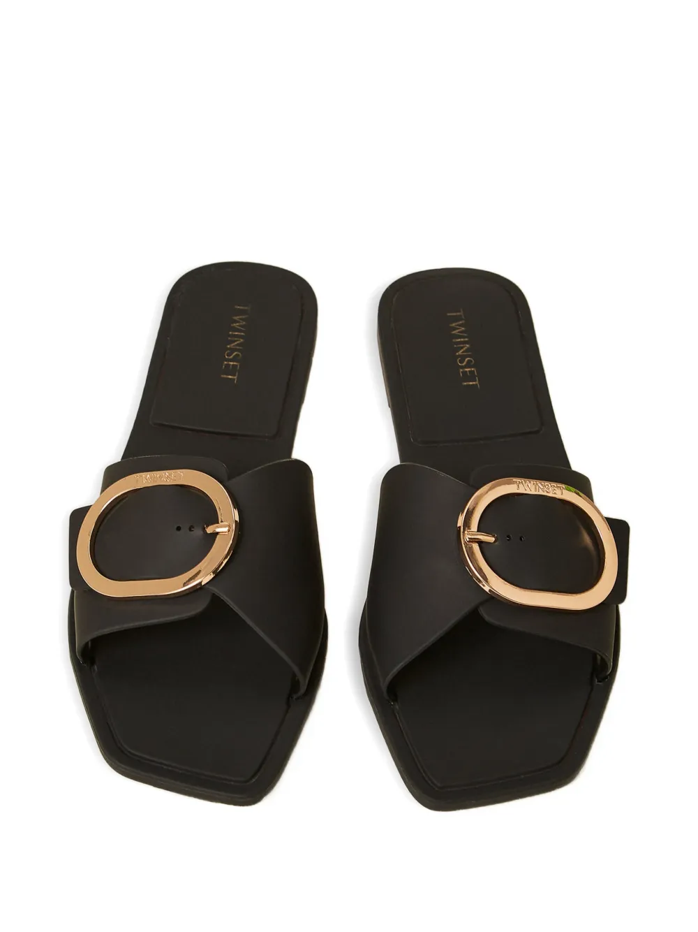 TWINSET Sandalen met logo-print en gesp Zwart