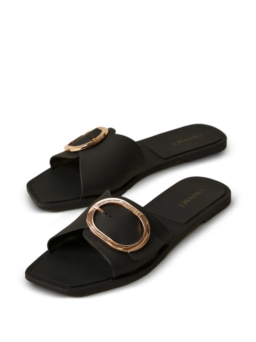 TWINSET Sandalen met logo-print en gesp Zwart
