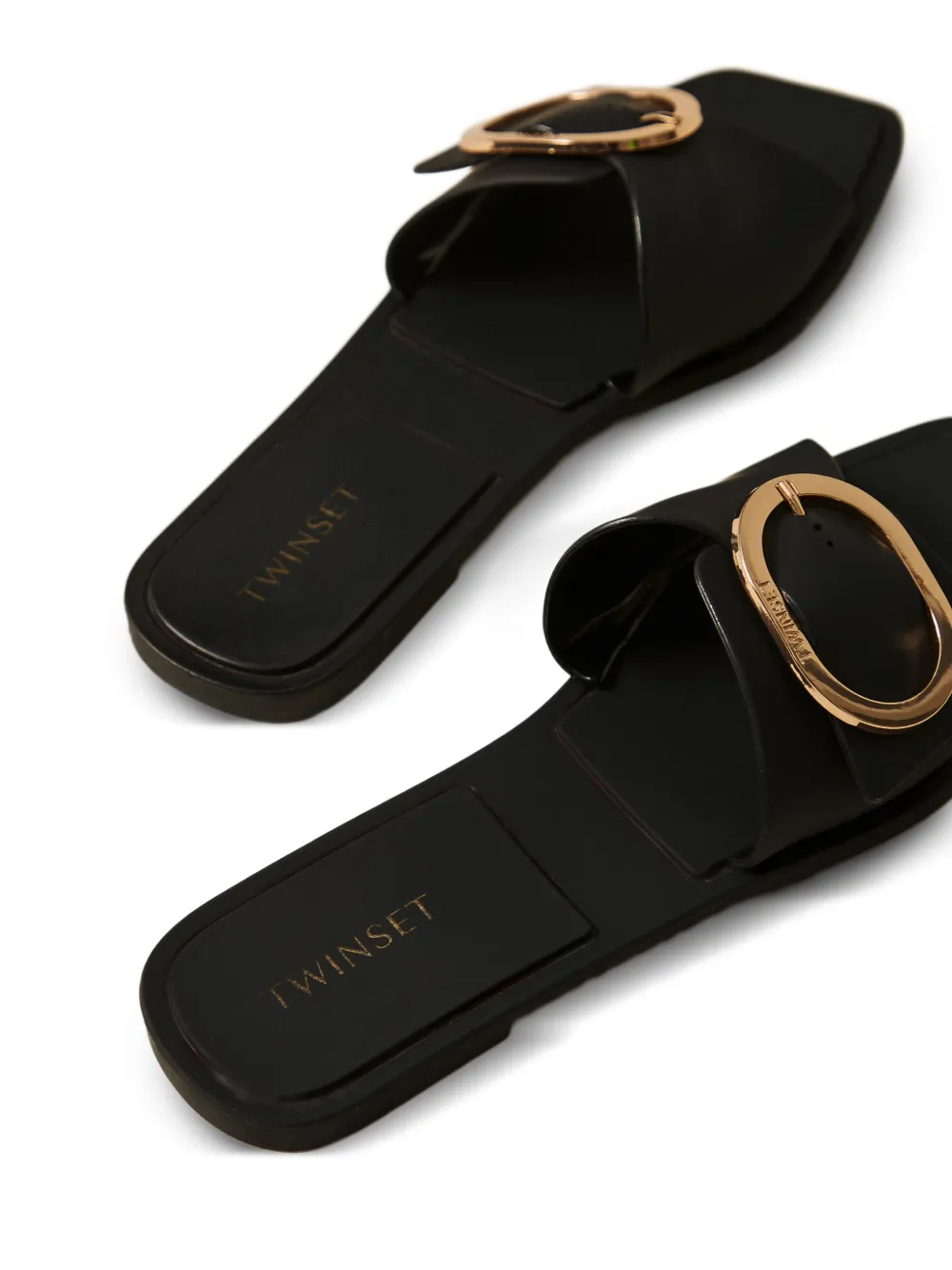 TWINSET Sandalen met logo-print en gesp Zwart