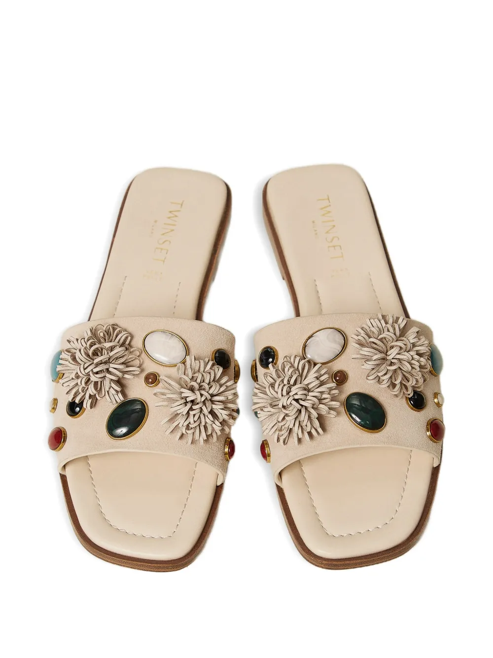 TWINSET Verfraaide sandalen met stenen Beige
