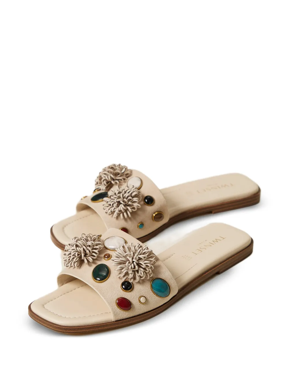 TWINSET Verfraaide sandalen met stenen Beige