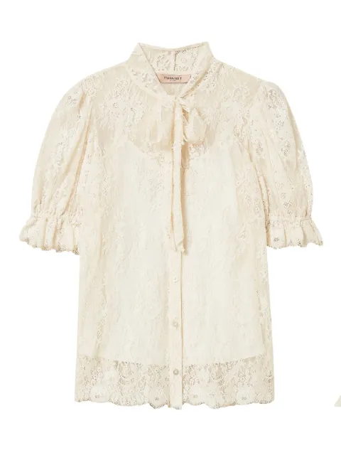 TWINSET lace bow-collar shirt