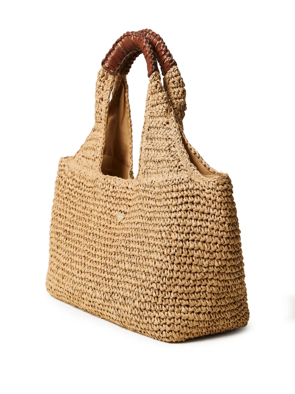 TWINSET woven-effect logo-plaque shoulder bag - Beige