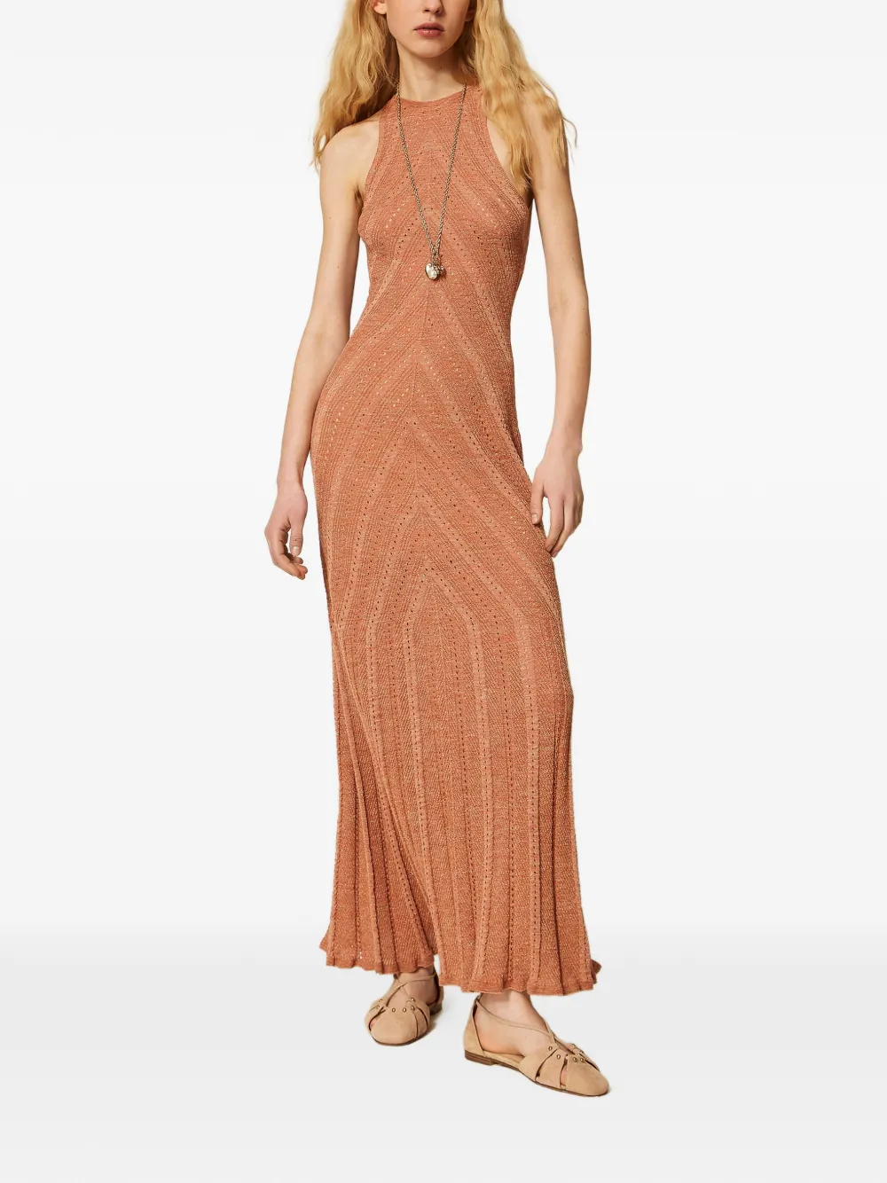 TWINSET Maxi-jurk met lurex detail Roze