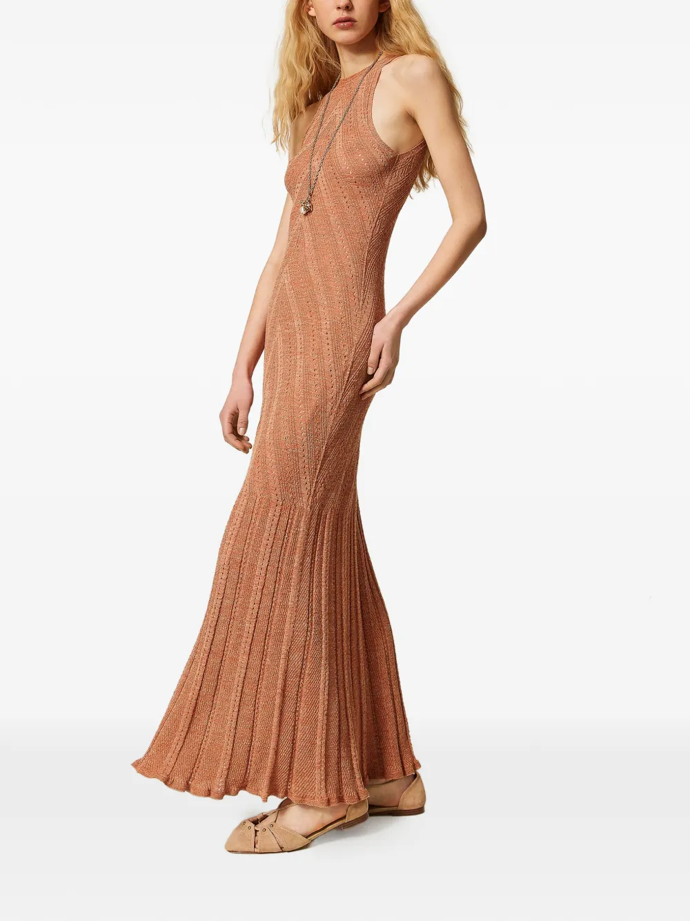 TWINSET Maxi-jurk met lurex detail Roze