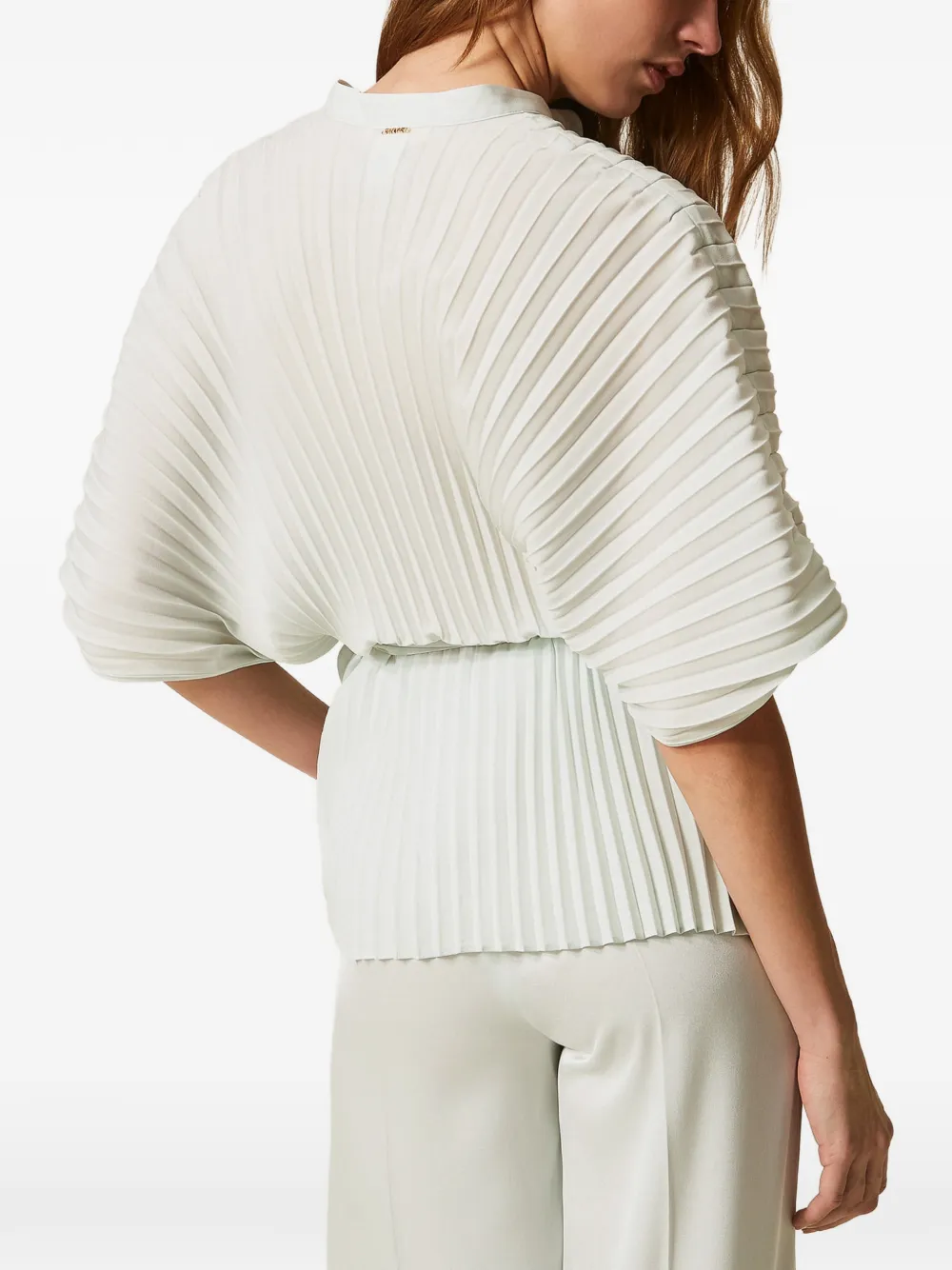 TWINSET Blouse met plooien en gestrikte taille Groen