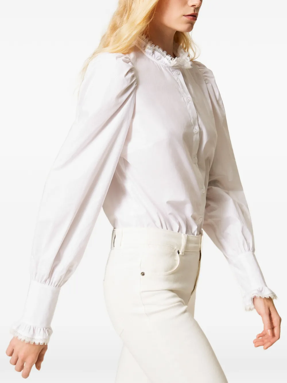 TWINSET Blouse met afwerking van kant Wit