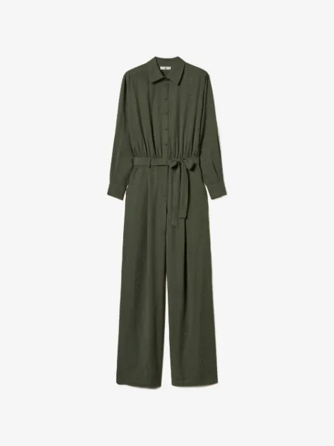 TWINSET twill jumpsuit with studs