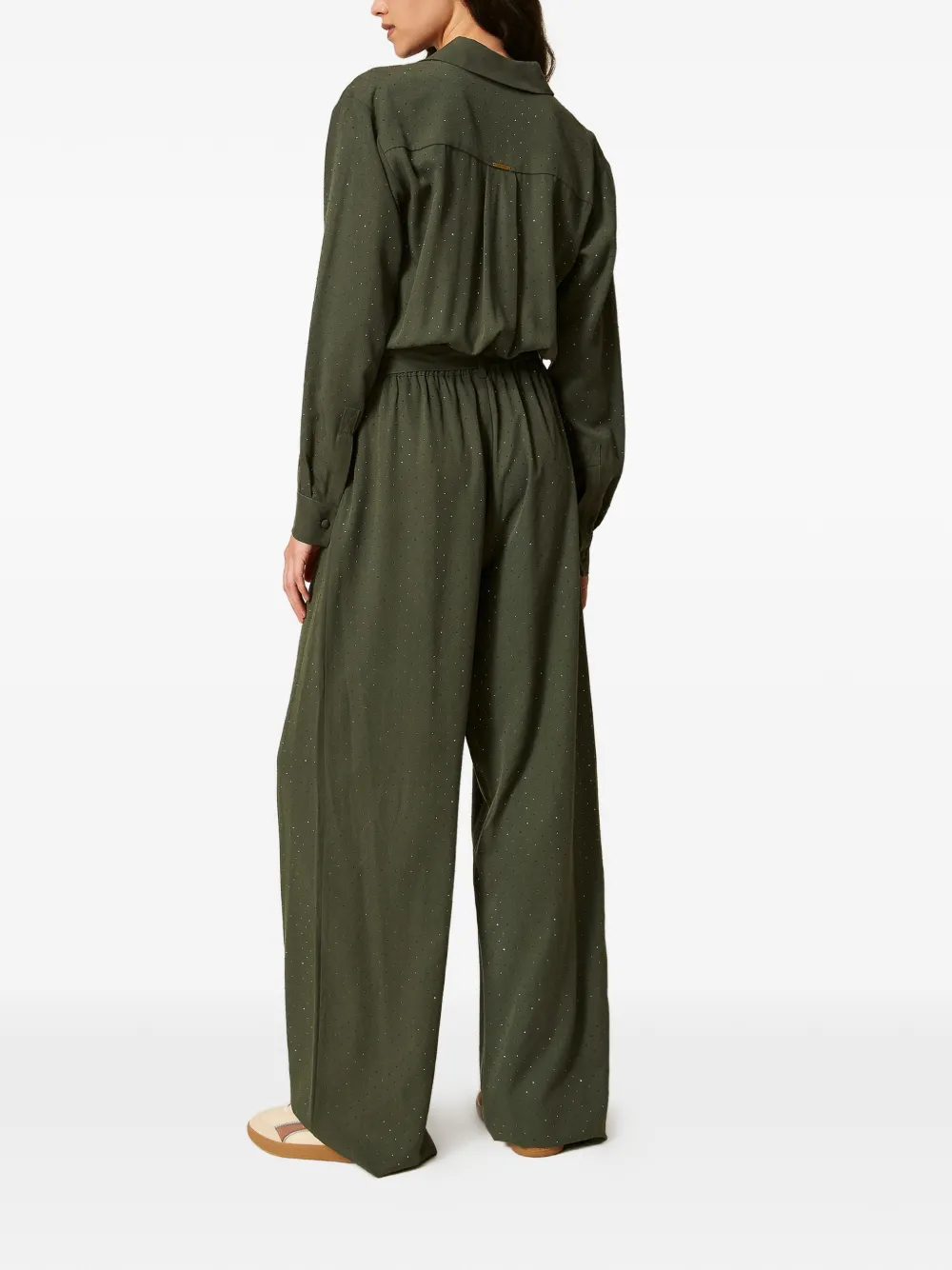 TWINSET Twill jumpsuit verfraaid met studs Groen