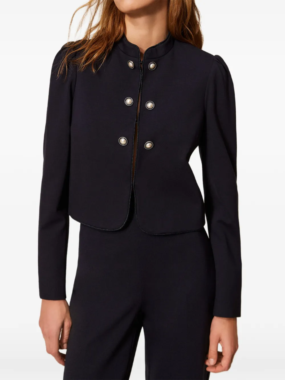  Twinset Giacca Con Colletto Alla Coreana - Blu 