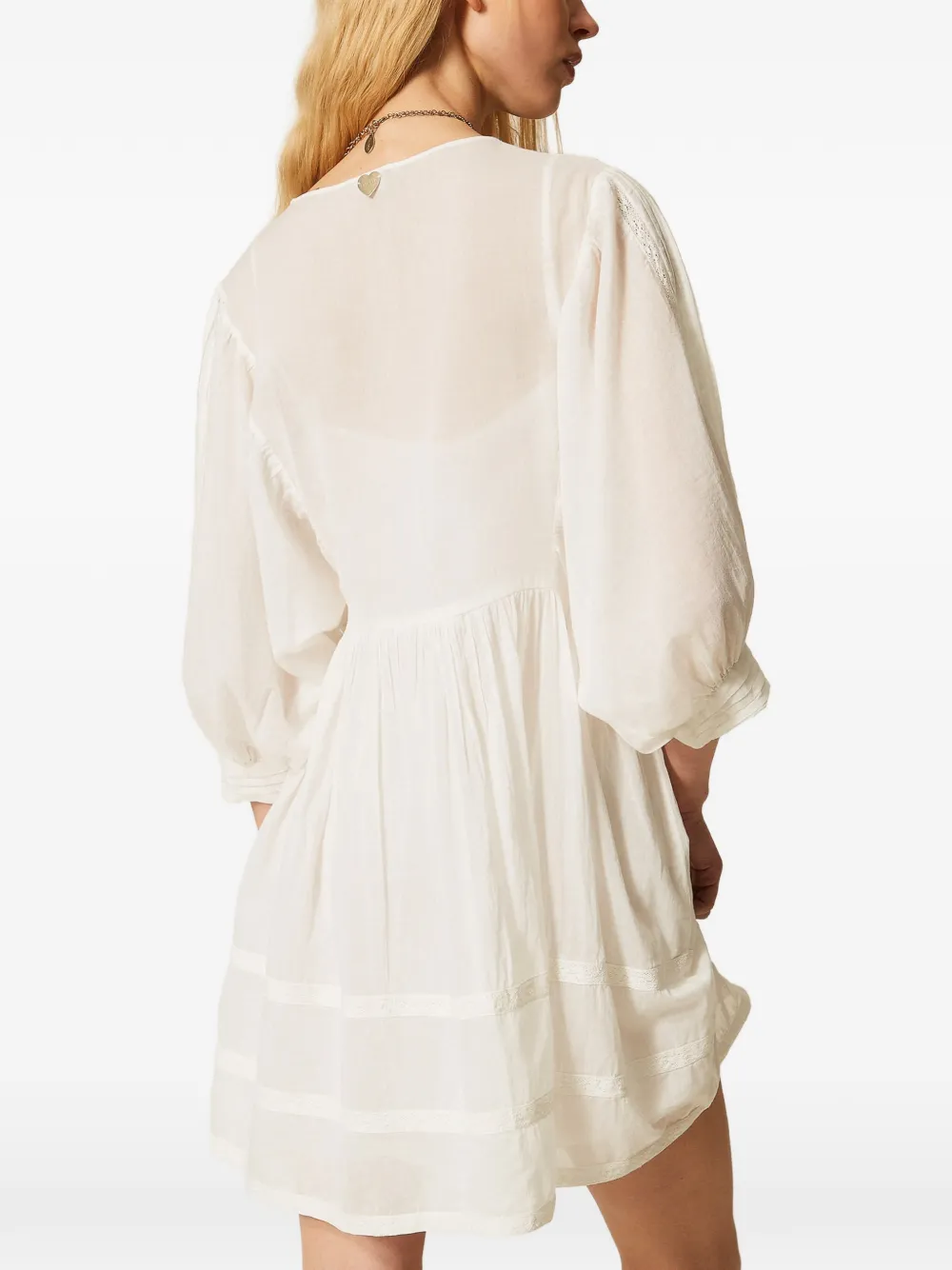 TWINSET Jurk met V-hals en veters Wit