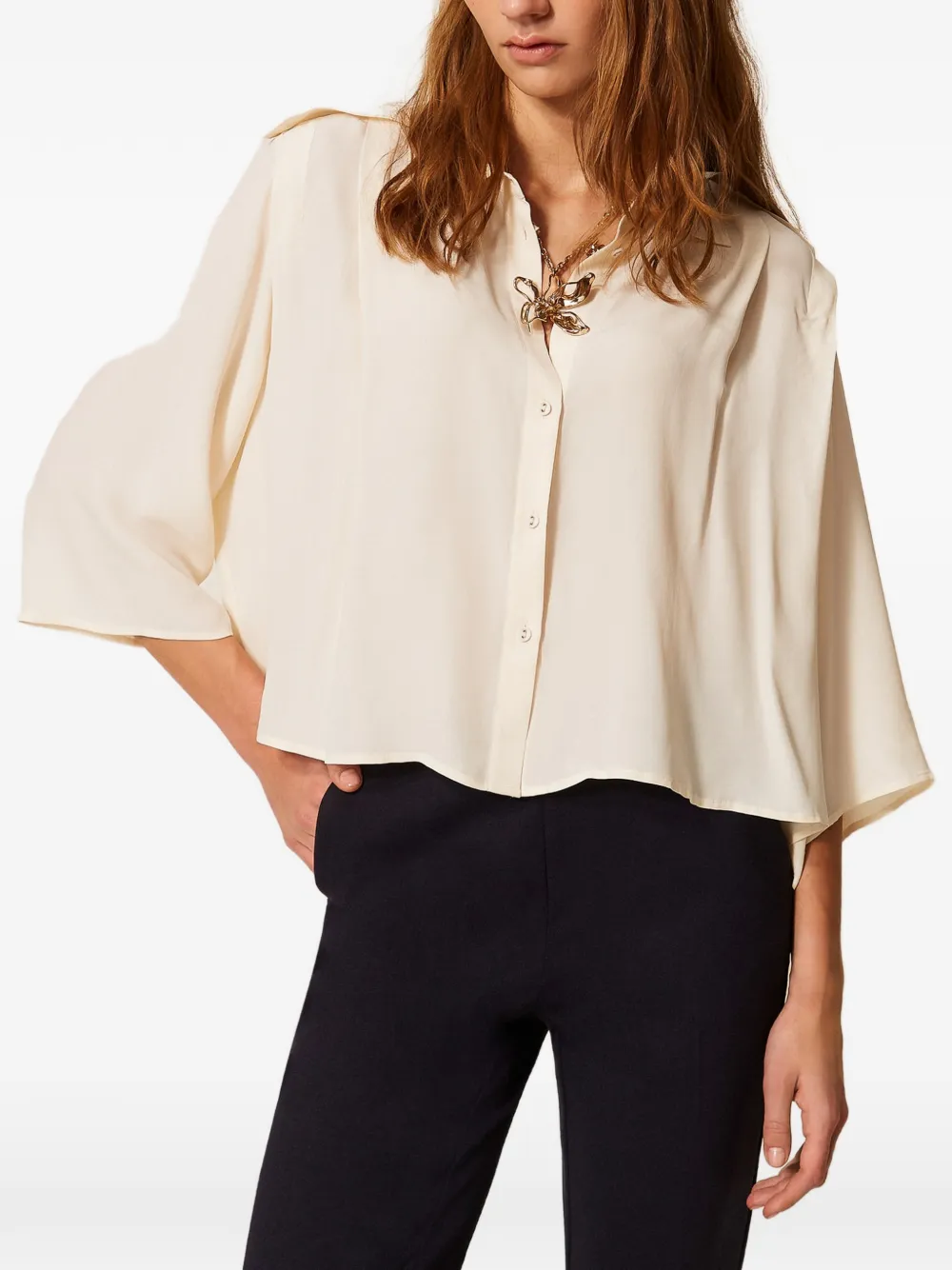 TWINSET Cropped blouse Beige