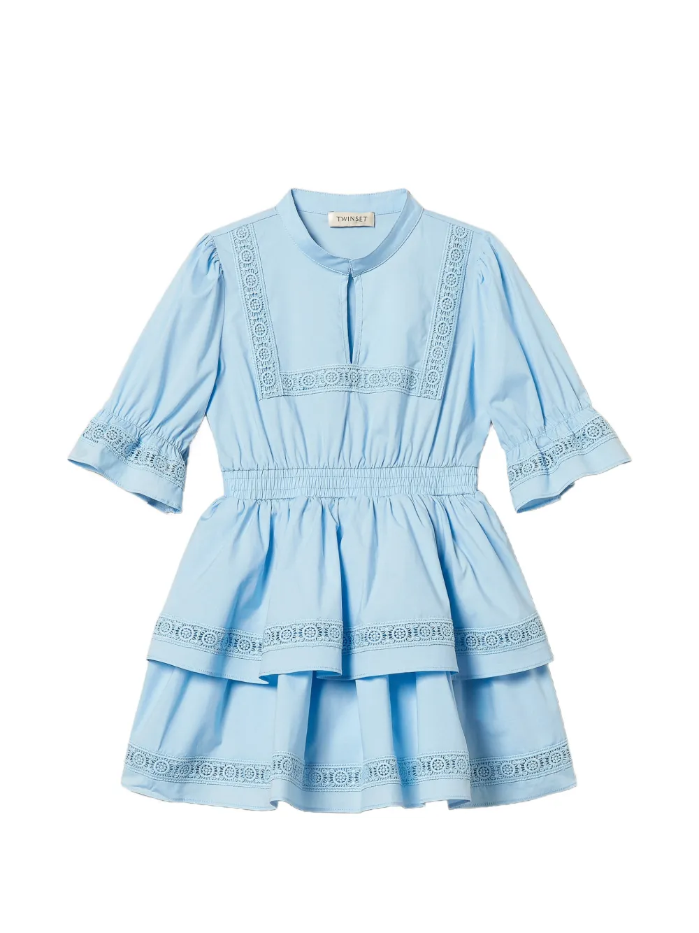 TWINSET Kids lace-detail poplin dress - Blu